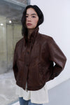General Idea WOMAN Vintage Wash Faux Leather Blouson [BRICK]
