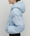 Marithé François Girbaud Women's Regular Logo Hooded Crop Down Jacket Light Blue