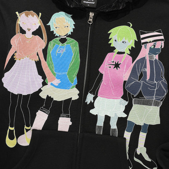Nice Ghost Club Ghost Angels Lace Hoodie Zip Up [Black]