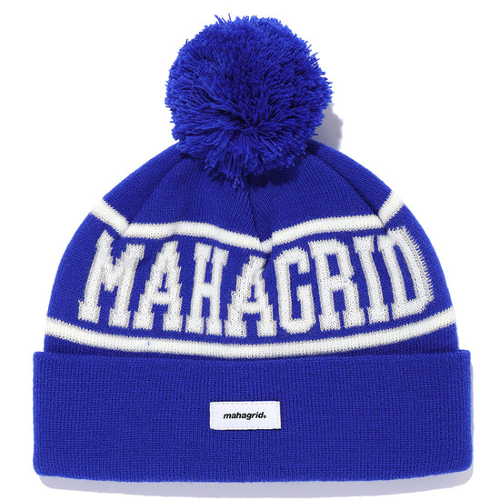 Mahagrid College Pom Pom Beanie in Blue