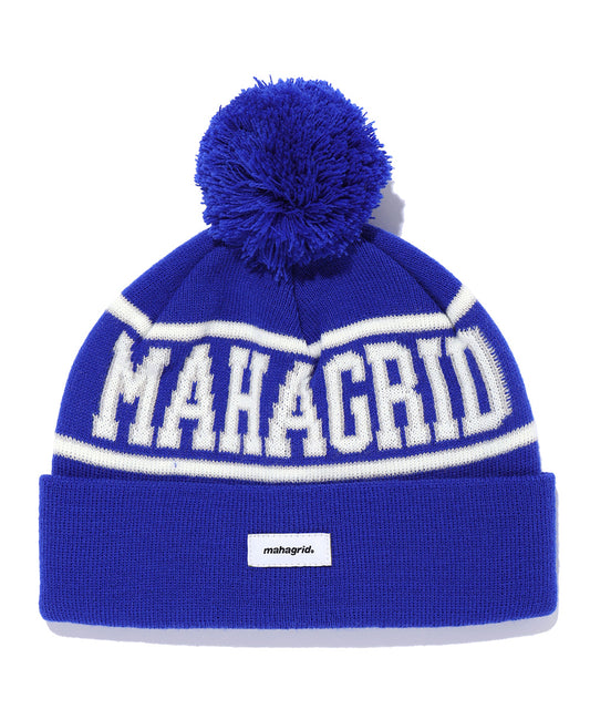 Mahagrid College Pom Pom Beanie in Blue