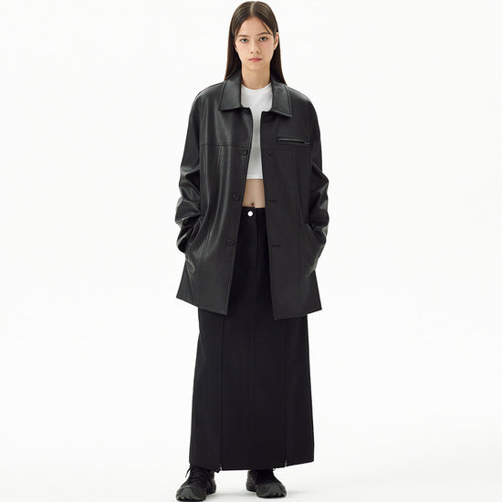 Mahagrid Faux Leather Car Coat