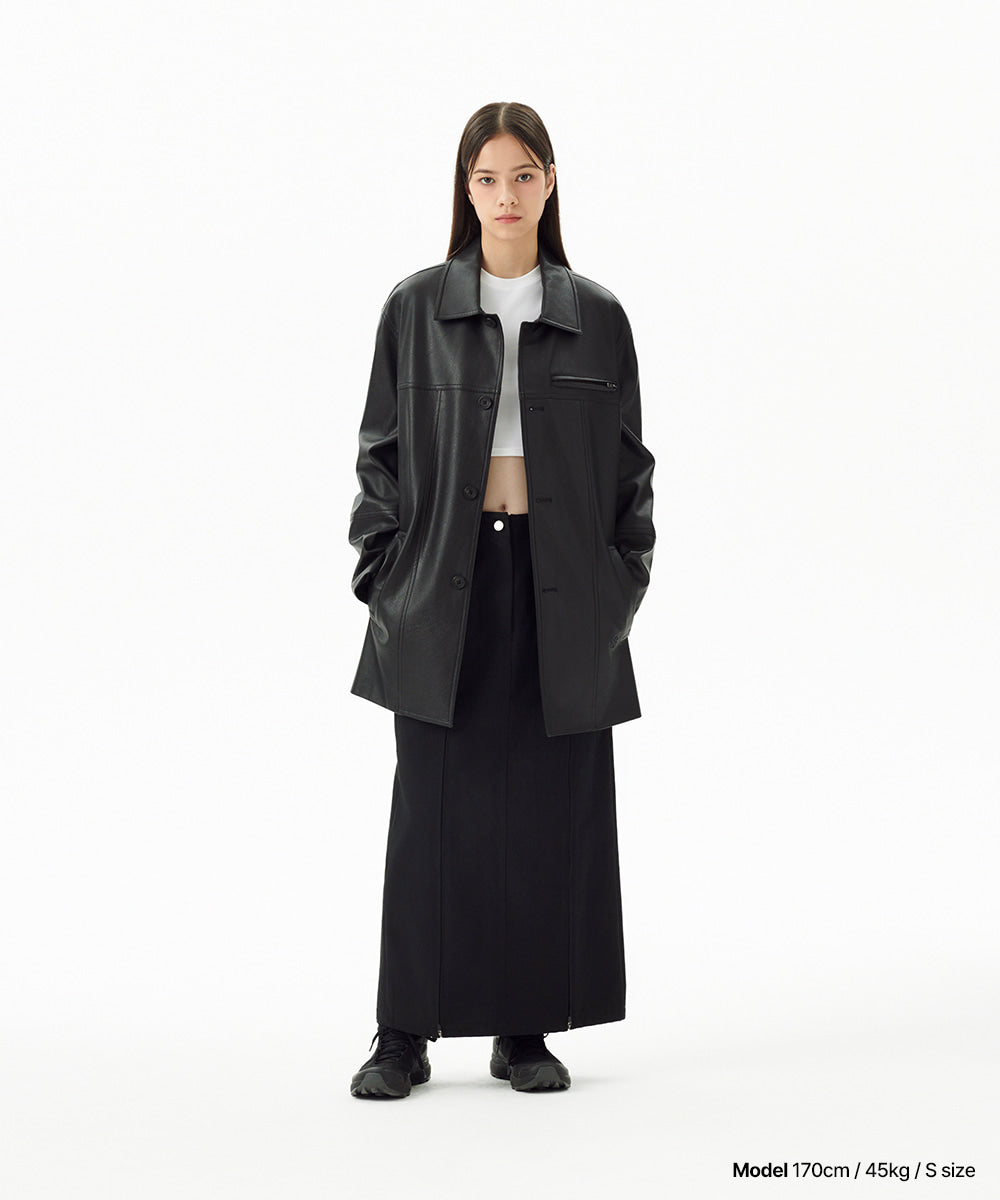 Mahagrid Faux Leather Car Coat