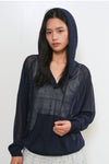 General Idea Woman Sheer Hood Knit Pullover