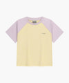 Marithé François Girbaud W SMALL REGULAR LOGO RAGLAN CROP TEE butter