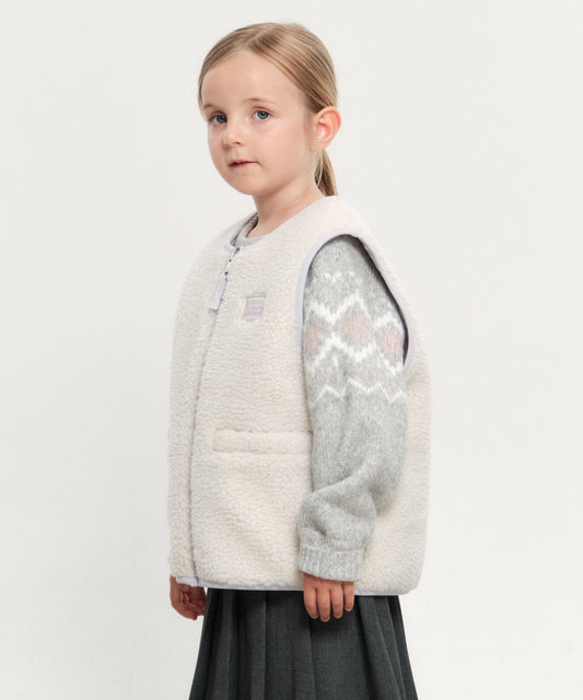 Marithé François Girbaud Kids Classic Logo Reversible Fleece Vest Light Purple