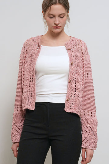 General Idea WOMAN Cable Crochet Cardigan