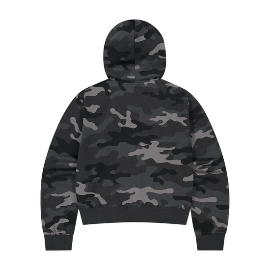Mahagrid Camo Applique Crop Zip Up Hoodie