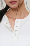 General Idea WOMAN Snap Henry Neck T-Shirt