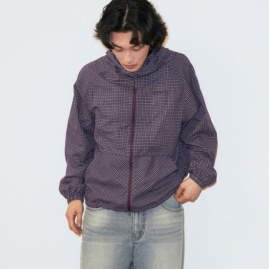 Mahagrid Check Windbreaker in Purple