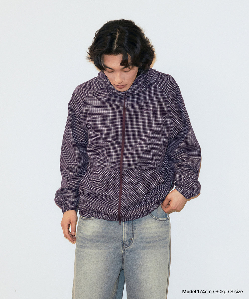 Mahagrid Check Windbreaker in Purple