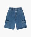 Marithé François Girbaud Kids One Tuck Cargo Denim Shorts Blue