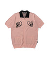 Nice Ghost Club Juggling Skeletons Half Knit Zip Up Polo [Pink]