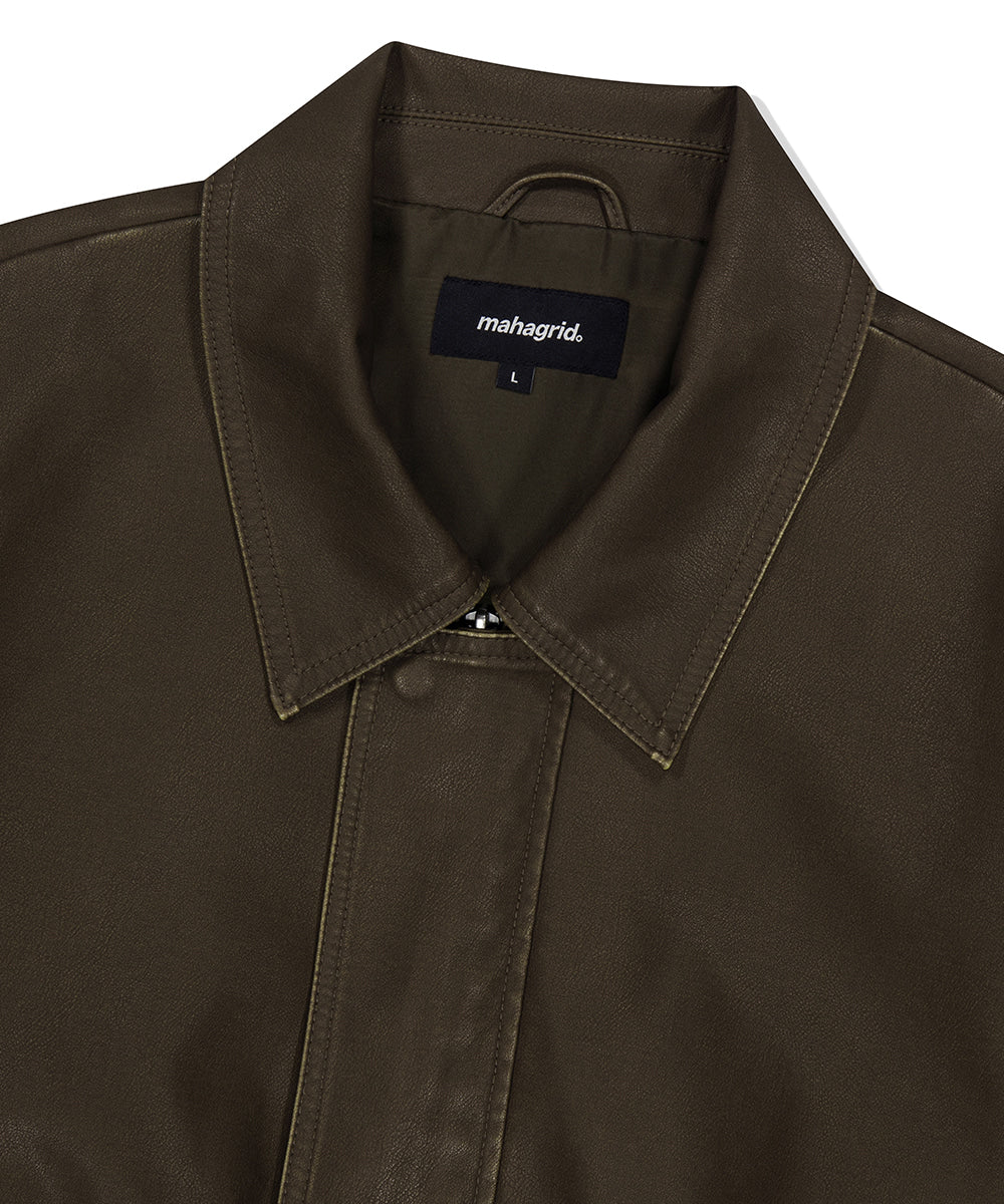Mahagrid Washed Faux Leather Blouson