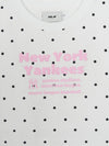MLB Women's Dots Pattern Lettering Slim Semi Crop T-shirts