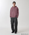 Mahagrid Big Gothic Cut Off Pigment Zip-Up Hoodie in Burgundy