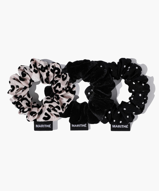 Marithé François Girbaud Regular Logo Pattern Scrunchie 3-Pack Mix