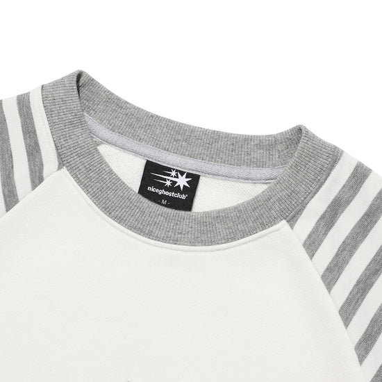 Nice Ghost Club Stripe 3 Star Raglan Sweatshirt in White