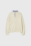 General Idea [XXL Exclusive] Unisex Colour-Block Collar Henry Neck Knit [Ivory]