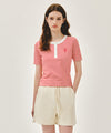 Marithé François Girbaud W STRIPE HENLEY NECK TEE
