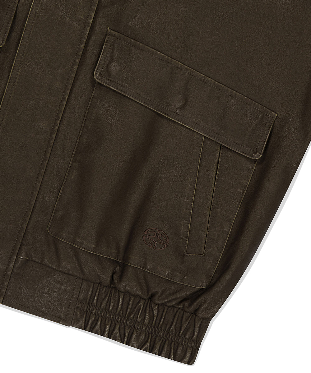 Mahagrid Washed Faux Leather Blouson