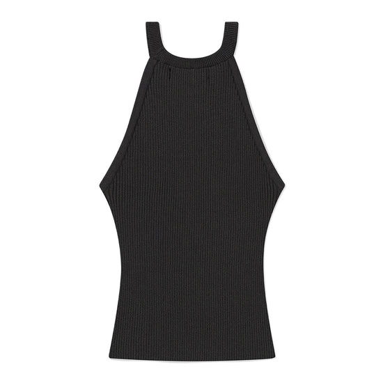 Mahagrid Denim Printed Halter Knit