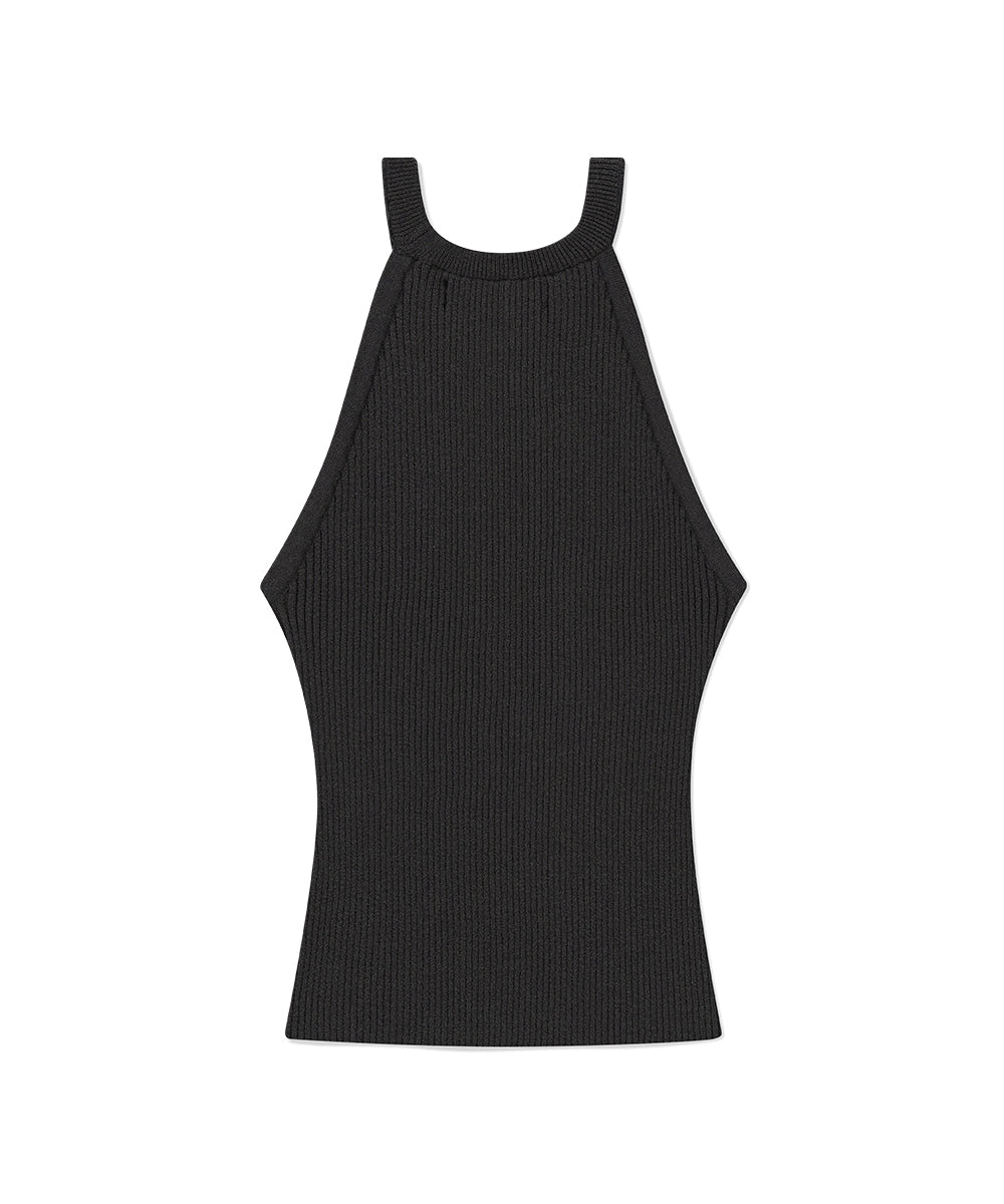 Mahagrid Denim Printed Halter Knit
