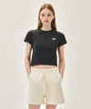 Marithé François Girbaud W ANTIQUE CLASSIC LOGO SLIM CROP TEE red