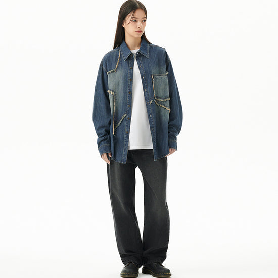 Mahagrid Star Raw Cut Denim Shirt