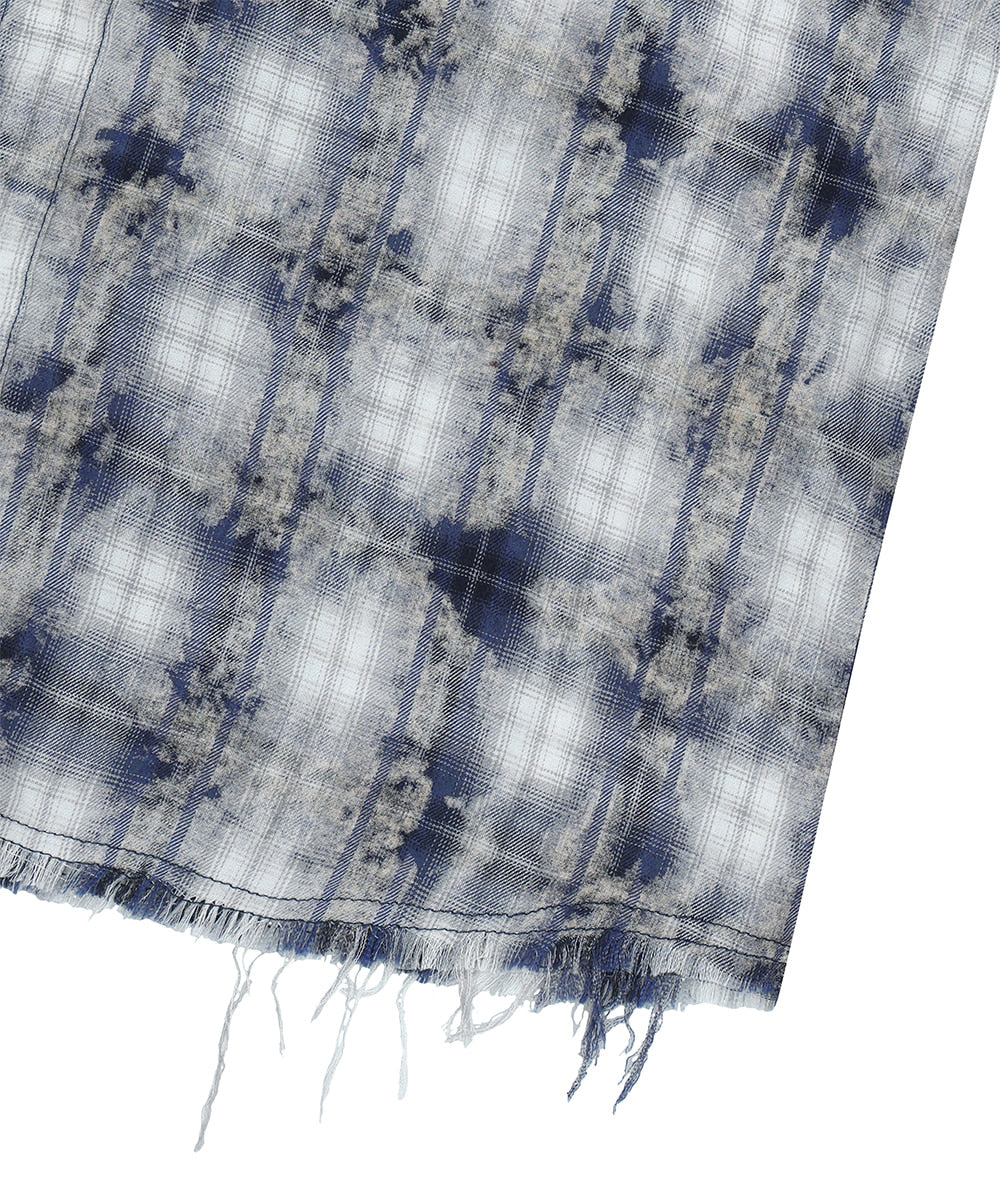 Mahagrid Bleached Raw-Cut Check Shirt