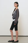 General Idea [LUPITA PICK] WOMAN DEEP V-NECK SHEER KNIT PULLOVER [CHARCOAL]