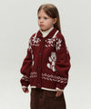 Marithé François Girbaud Kids Nordic Bear Knit Collar Cardigan Navy