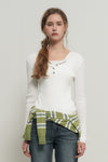 General Idea WOMAN Henry Neck Layered Knit Pullover