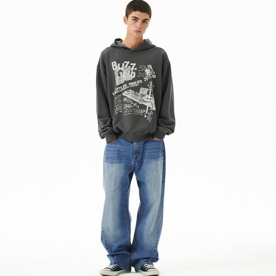 Mahagrid Back Logo Washed Denim Pants [Blue]