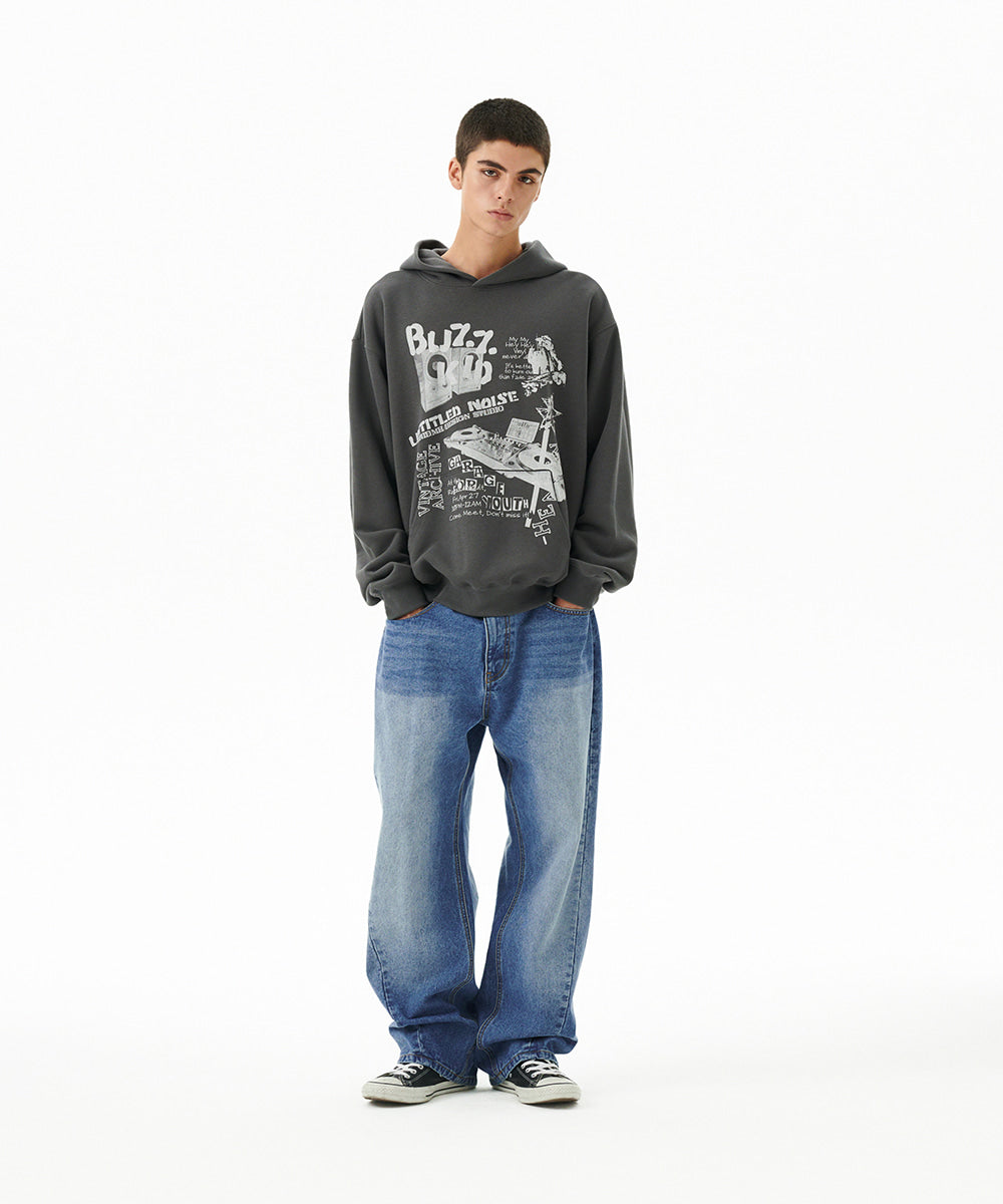 Mahagrid Back Logo Washed Denim Pants [Blue]