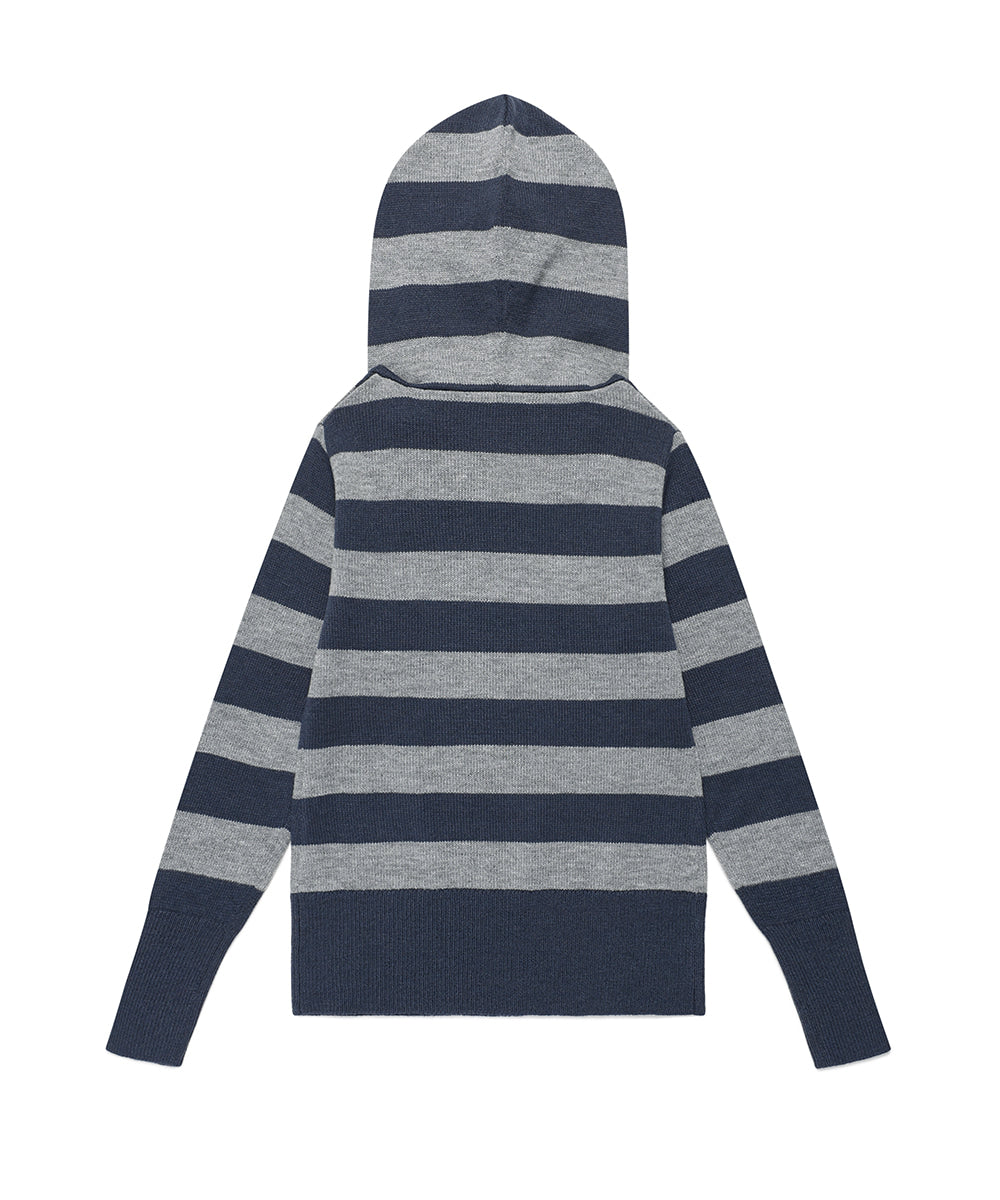 Cavish W U Neck Striped Star Knit Hoodie