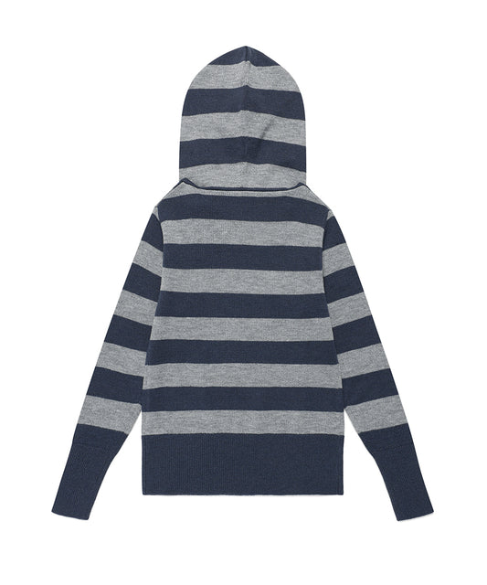 Cavish W U Neck Striped Star Knit Hoodie