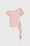 General Idea WOMAN Mesh Trim One Shoulder T-Shirt