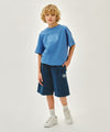 Marithé François Girbaud Kids Classic Logo Bermuda One Tuck Sweat Shorts Blue