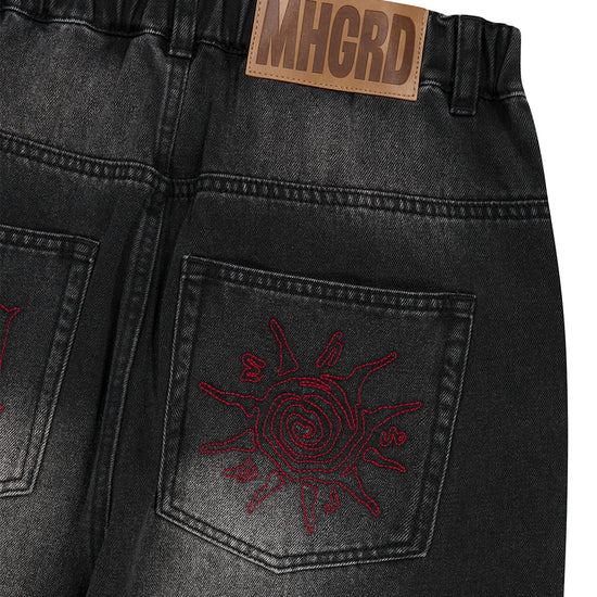 Mahagrid Solar Embroidered Denim Pant [Black]
