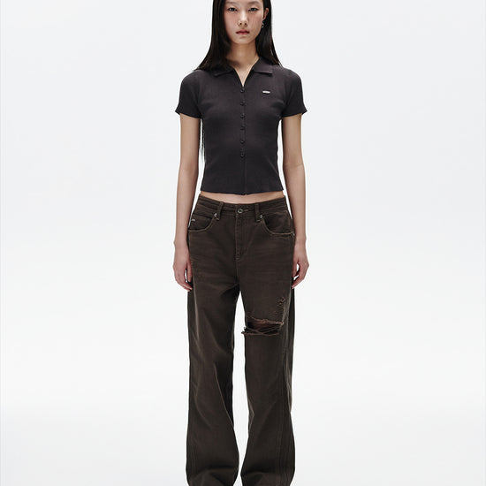 Mahagrid Button-Up Collar Knit