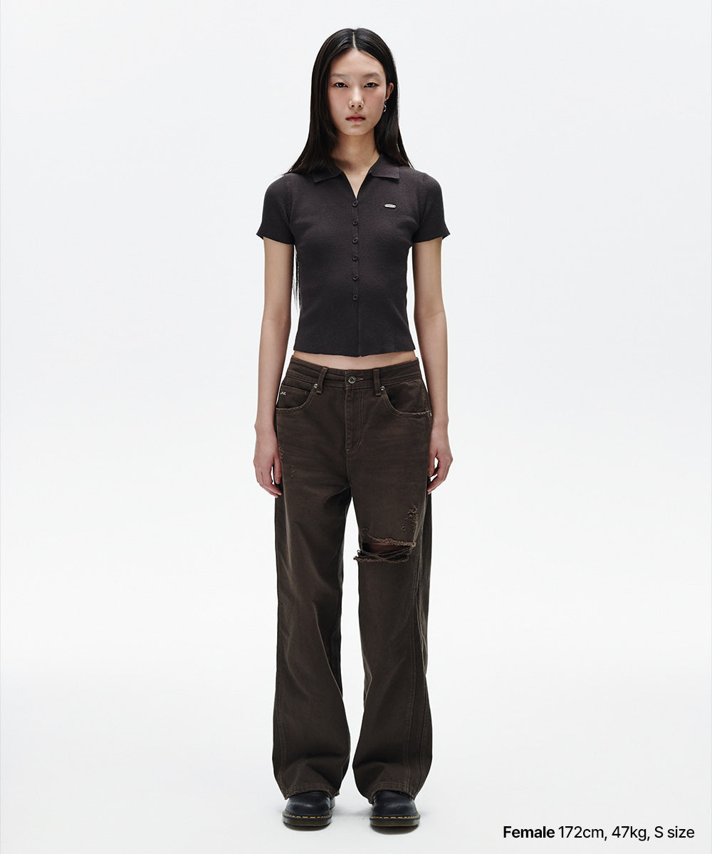Mahagrid Button-Up Collar Knit