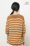 General Idea UNISEX One-Button Collar Stripe Half Knit