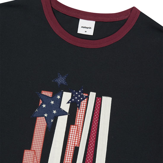 Mahagrid Flag Applique Ringer Tee