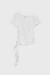 General Idea WOMAN Mesh Trim One-Shoulder T-Shirt [WHITE]