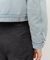 Marithé François Girbaud Women's Crop Shearling Denim Jacket in Ecru
