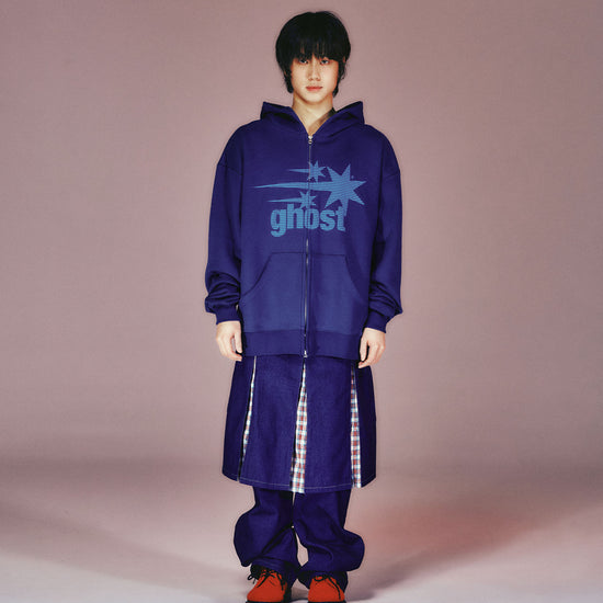 Nice Ghost Club Ghost 3 Star Hoodie Zip Up [Navy]