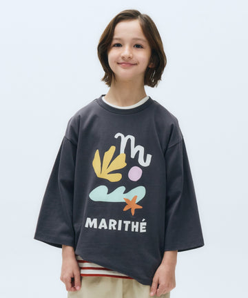 Marithé François Girbaud Kids 3/4 Sleeve Oversized Tee
