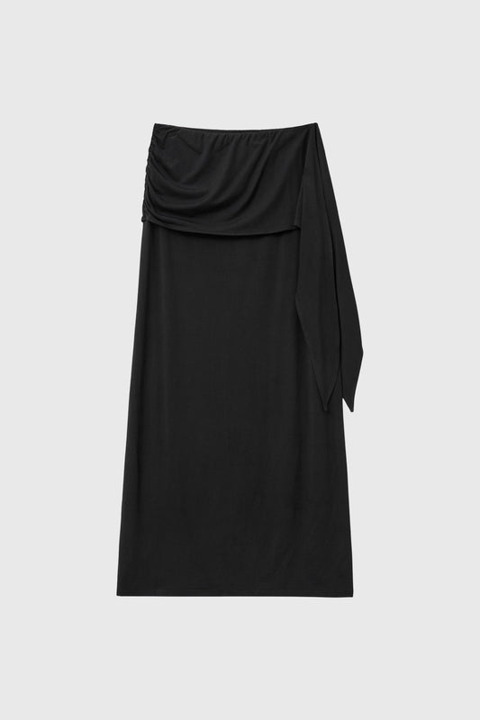 General Idea [Lupita Pick] WOMAN Easy Banding Maxi Skirt [BLACK]