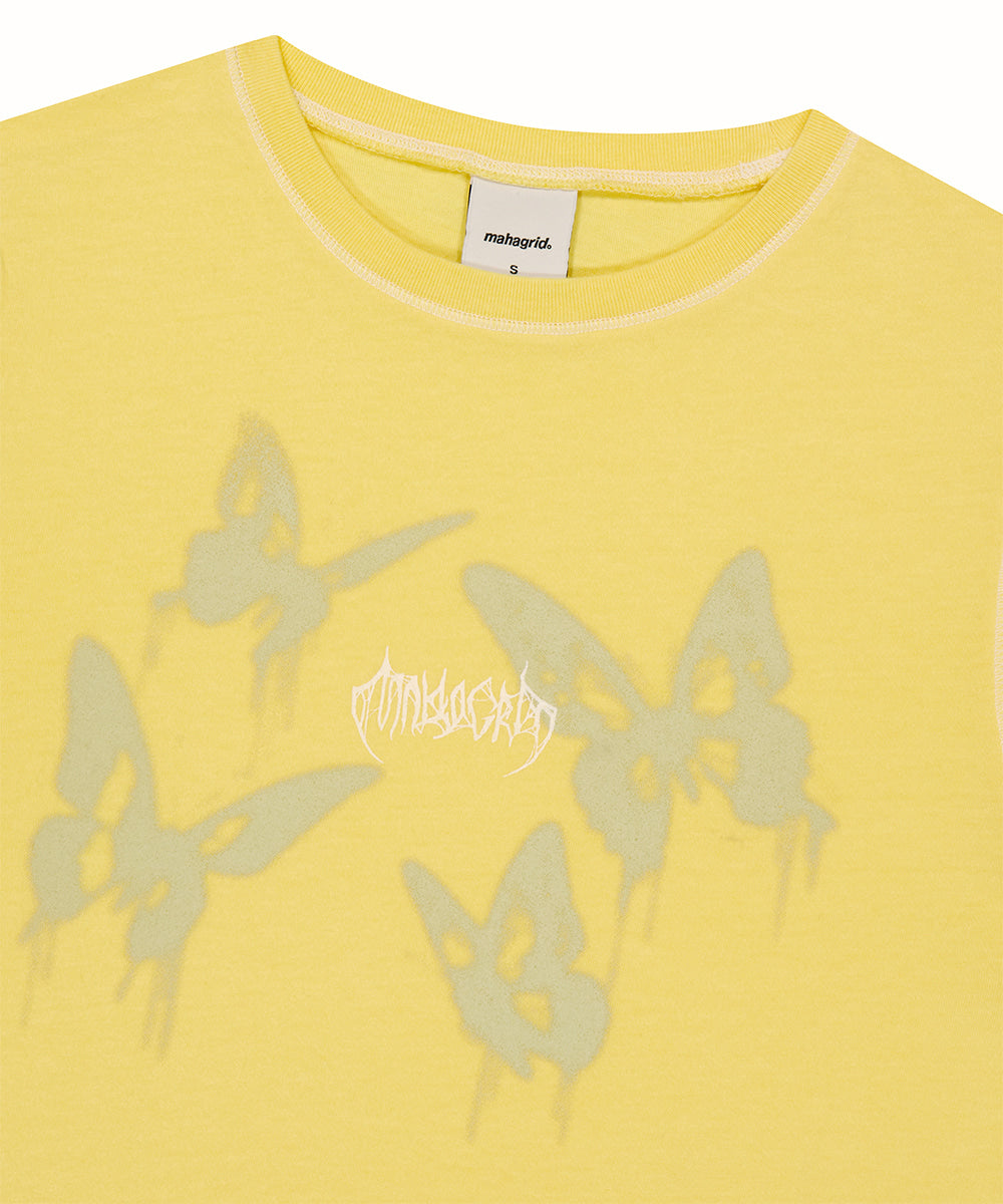 Mahagrid Pigment Butterfly Goth Crop Tee